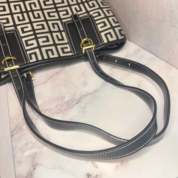 Authentic Givenchy Canvas & Leather Tote – Geometric Print Adjustable Straps - Picture 12 of 16